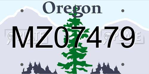 MZ07479 Oregon License Plate
