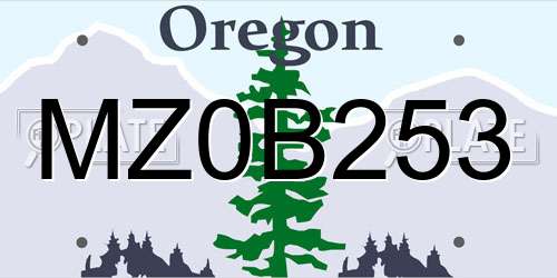 MZ0B253 Oregon License Plate