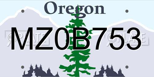 MZ0B753 Oregon License Plate