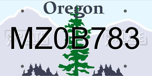 MZ0B783 Oregon License Plate