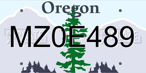 MZ0E489 Oregon License Plate