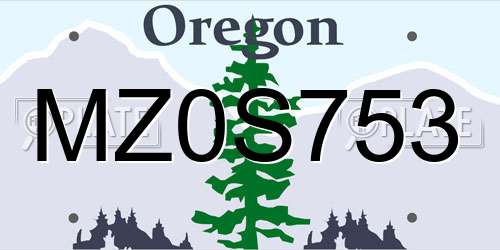 MZ0S753 Oregon License Plate