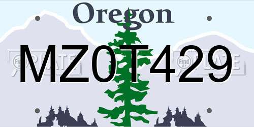 MZ0T429 Oregon License Plate