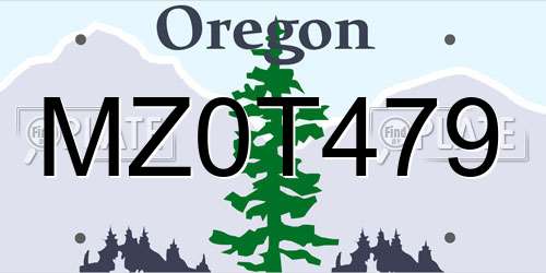 MZ0T479 Oregon License Plate