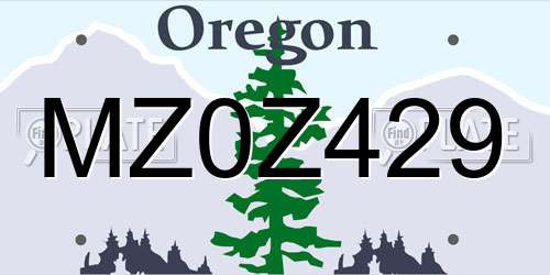 MZ0Z429 Oregon License Plate