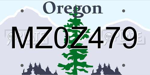 MZ0Z479 Oregon License Plate