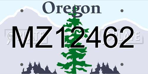MZ12462 Oregon License Plate