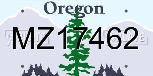 MZ17462 Oregon License Plate