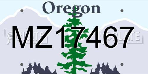 MZ17467 Oregon License Plate