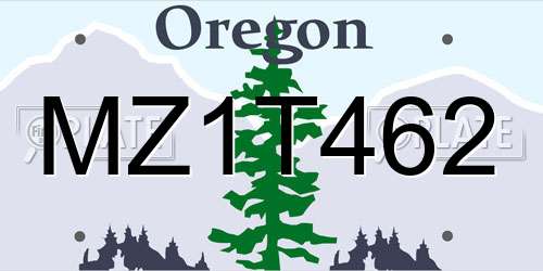 MZ1T462 Oregon License Plate