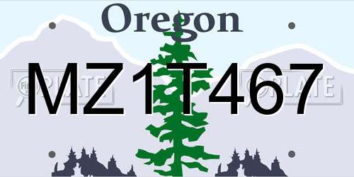 MZ1T467 Oregon License Plate