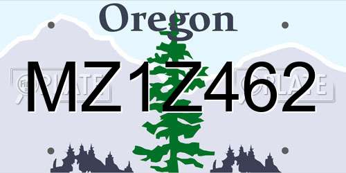 MZ1Z462 Oregon License Plate
