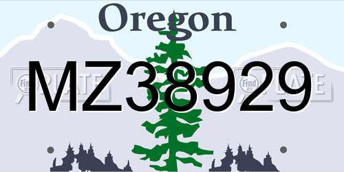 MZ38929 Oregon License Plate