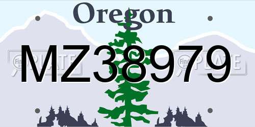 MZ38979 Oregon License Plate