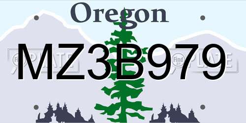 MZ3B979 Oregon License Plate