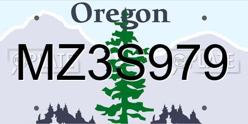 MZ3S979 Oregon License Plate