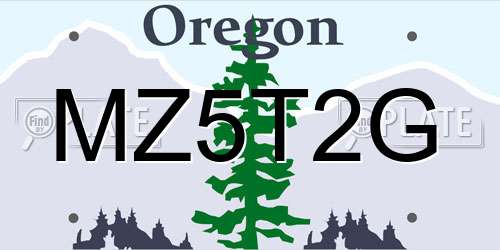 MZ5T2G Oregon License Plate