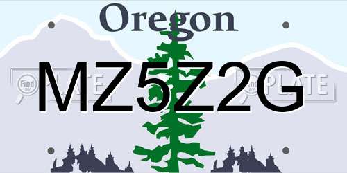 MZ5Z2G Oregon License Plate