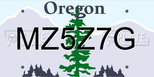MZ5Z7G Oregon License Plate