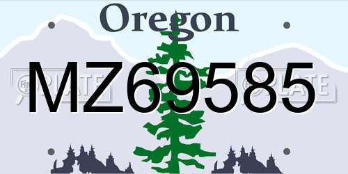 MZ69585 Oregon License Plate