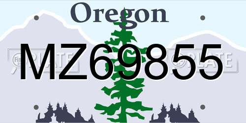MZ69855 Oregon License Plate