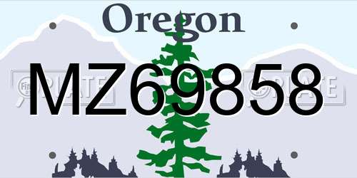 MZ69858 Oregon License Plate