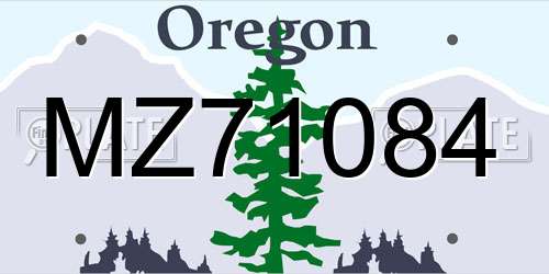 MZ71084 Oregon License Plate