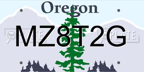 MZ8T2G Oregon License Plate