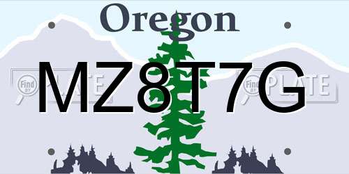 MZ8T7G Oregon License Plate