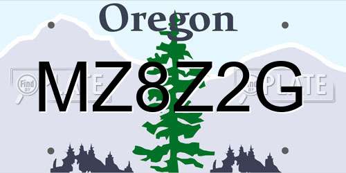 MZ8Z2G Oregon License Plate