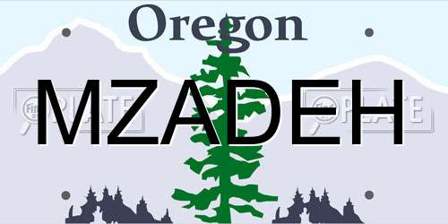 MZADEH Oregon License Plate