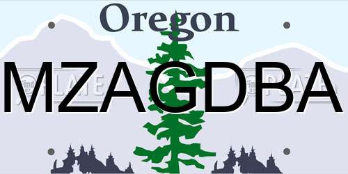 MZAGDBA Oregon License Plate