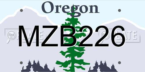 MZB226 Oregon License Plate
