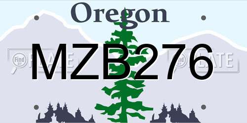 MZB276 Oregon License Plate