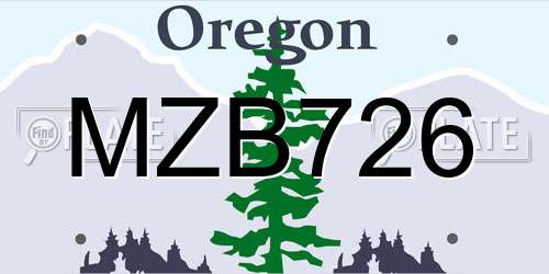 MZB726 Oregon License Plate