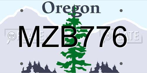 MZB776 Oregon License Plate