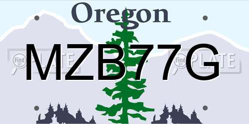 MZB77G Oregon License Plate
