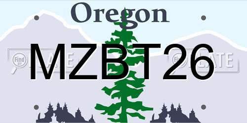 MZBT26 Oregon License Plate