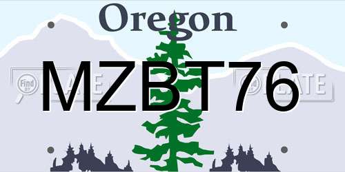 MZBT76 Oregon License Plate