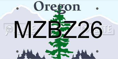 MZBZ26 Oregon License Plate