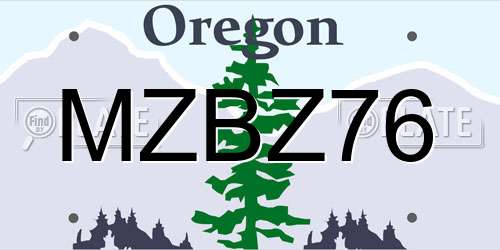 MZBZ76 Oregon License Plate