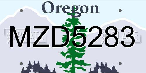MZD5283 Oregon License Plate