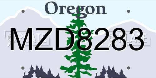 MZD8283 Oregon License Plate