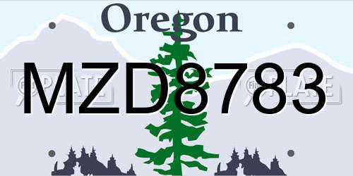 MZD8783 Oregon License Plate
