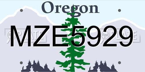 MZE5929 Oregon License Plate