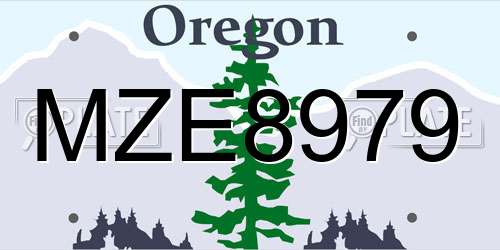 MZE8979 Oregon License Plate