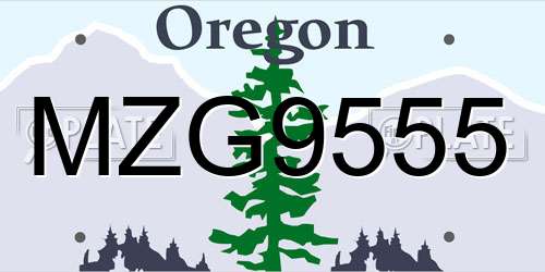 MZG9555 Oregon License Plate