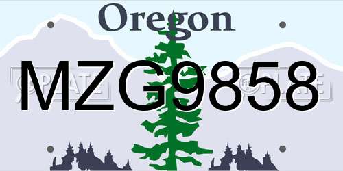 MZG9858 Oregon License Plate