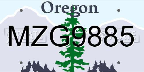 MZG9885 Oregon License Plate