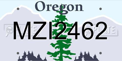 MZI2462 Oregon License Plate